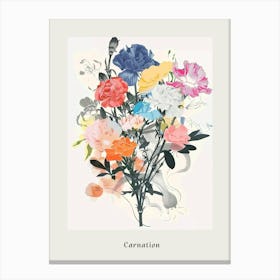 Carnation 4 Collage Flower Bouquet Poster Canvas Print