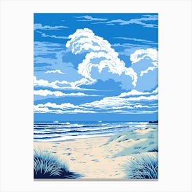 A Screen Print Of Formby Beach Merseyside 3 Canvas Print