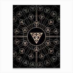 Geometric Glyph Radial Array in Glitter Gold on Black n.0178 Canvas Print