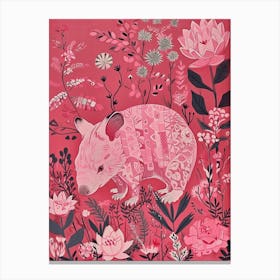 Floral Animal Painting Wombat 2 Canvas Print