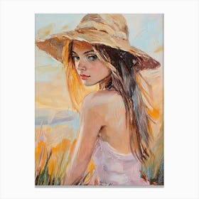 Girl In A Straw Hat Canvas Print