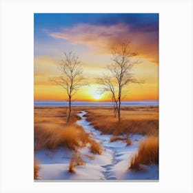 Sunset In The Snow 2 Canvas Print