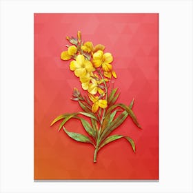 Vintage Cheiranthus Flower Botanical Art on Fiery Red n.0464 Canvas Print