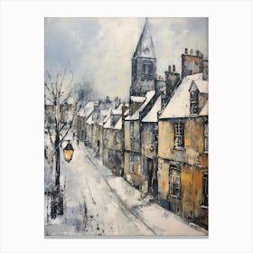 Vintage Winter Painting St Andrews United Kingdom 2 Canvas Print