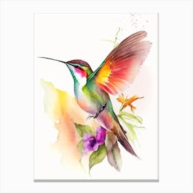 Fiery Throated Hummingbird Cute Neon 2 Canvas Print