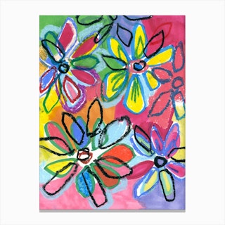 Abstract Bright Flowers  Canvas Print