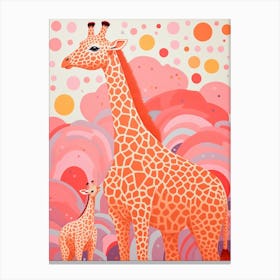 Giraffe & Calf Dot Pattern 4 Canvas Print