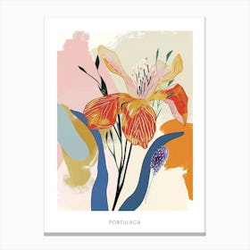 Colourful Flower Illustration Poster Portulaca 1 Canvas Print