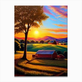 Sunset On The Farm 4 Canvas Print