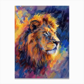 Asiatic Lion Facing A Storm Fauvist Painting 1 Canvas Print