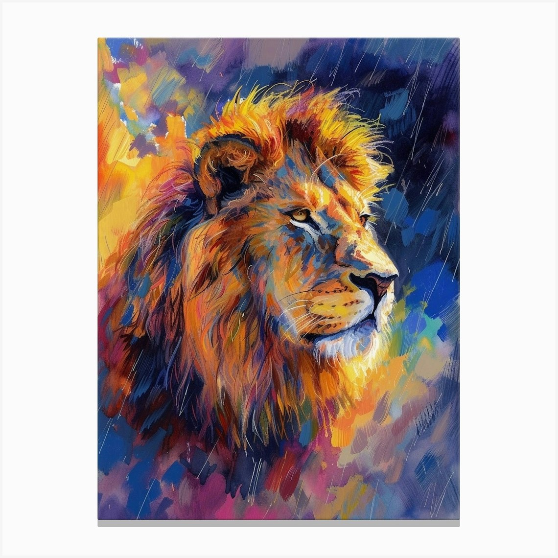 Asiatic Lion Facing A Storm Fauvist Painting 1 Leinwandbild