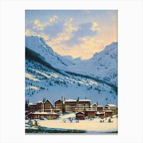 Serre Chevalier, France Ski Resort Vintage Landscape 1 Skiing Poster Canvas Print