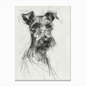 Irish Terrier Dog Charcoal Line 1 Canvas Print