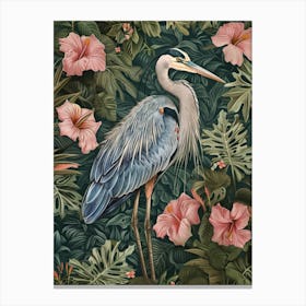 Blue Heron In The Jungle Canvas Print