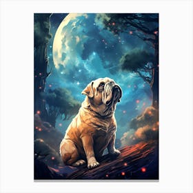 Bulldog At Night Canvas Print