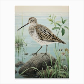 Ohara Koson Inspired Bird Painting Dunlin 1 Canvas Print