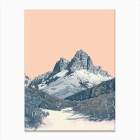 Cradle Mountain Australia Color Line Drawing (7) Canvas Print