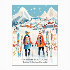 Whistler Blackcomb   British Columbia Canada, Ski Resort Poster Illustration 6 Canvas Print