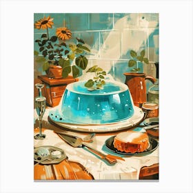 Blue Jelly Vintage Cookbook Illustration 1 Canvas Print