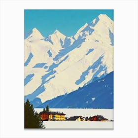 Crans Montana 2, Switzerland Midcentury Vintage Skiing Poster Canvas Print