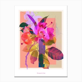 Bougainvillea 3 Neon Flower Collage Poster Canvas Print