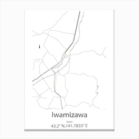 Iwamizawa,Japan Minimalist Map Canvas Print