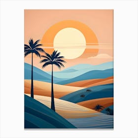 Desert Landscape With Palm Trees 6 Canvas Print