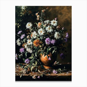 Baroque Floral Still Life Asters 5 Canvas Print