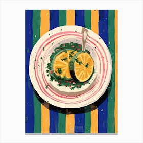 A Plate Of Pumpkins, Autumn Food Illustration Top View 64 Canvas Print