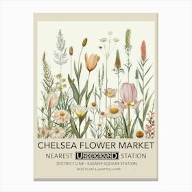 Chelsea Flower Market 1 Vintage Underground Travel Poster Canvas Print