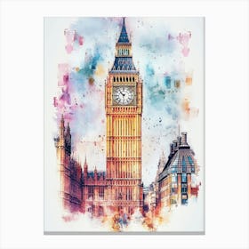 Big Ben Watercolor Painting Canvas Print