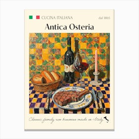 Antica Osteria Trattoria Italian Poster Food Kitchen Canvas Print