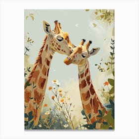 Giraffes In Love Modern Illustration 3 Canvas Print