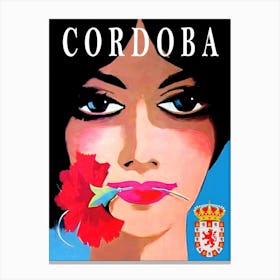 Cordoba, Spain, Woman With Flower in Her Mouth Canvas Print