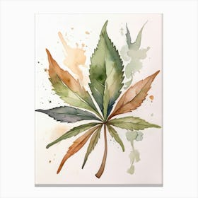 Cannabis Leaf Watercolor Painting Canvas Print