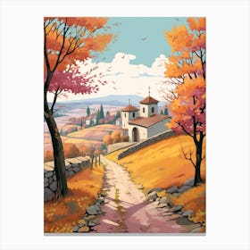 Camino De Santiago Spain 3 Hike Illustration Canvas Print