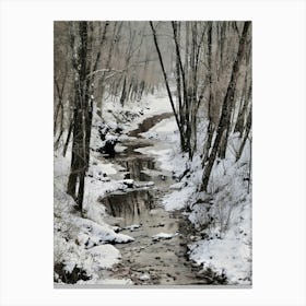 Stream In The Snow Canvas Print