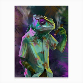 Animal Party: Crumpled Cute Critters with Cocktails and Cigars Lizard Canvas Print