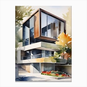 Modern Architecture Watercolor Painting Canvas Print