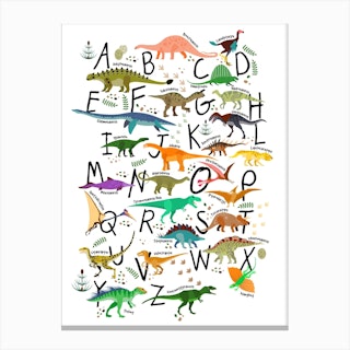 Colourful Dinosaur Alphabet Canvas Print