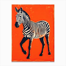 Grevy S Zebra, Woodblock Animal Drawing 3 Canvas Print