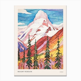 Mount Robson Canada 1 Colourful Mountain Illustration Poster Canvas Print