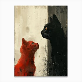 Two Cats Looking At Each Other Canvas Print