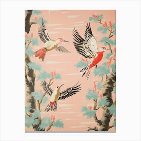 Vintage Japanese Inspired Bird Print Woodpecker 1 Canvas Print