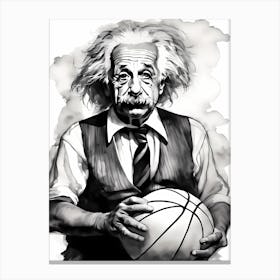 Albert Einstein Playing Basketball Abstract Painting (3) 1 Canvas Print