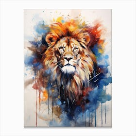 Lion Art Painting Watercolour Style 4 Canvas Print