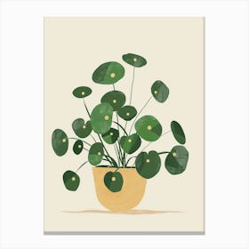 Pilea Plant Minimalist Illustration 6 Canvas Print