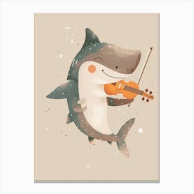 Cute Shark Playing Violin Canvas Print