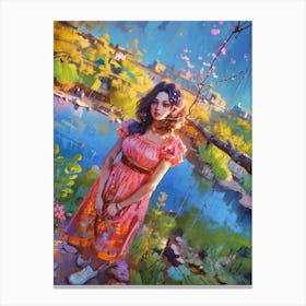 Girl with a short hair Canvas Print