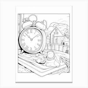 Line Art Inspired By The Persistence Of Memory 3 Canvas Print